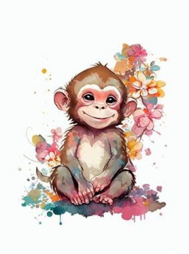 Принт для открытки Обезьянка